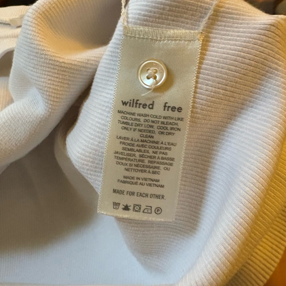 Wilfred Free White Ribbed Cropped Long Sleeve Top Size S - Picture 4 of 7